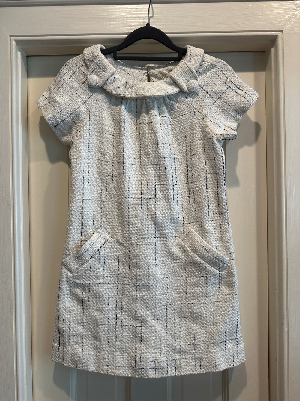 BB Dakota Cream Tweed Mini Dress with Decorative Collar